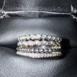 Elegant Silver Diamond Ring Set .23ct